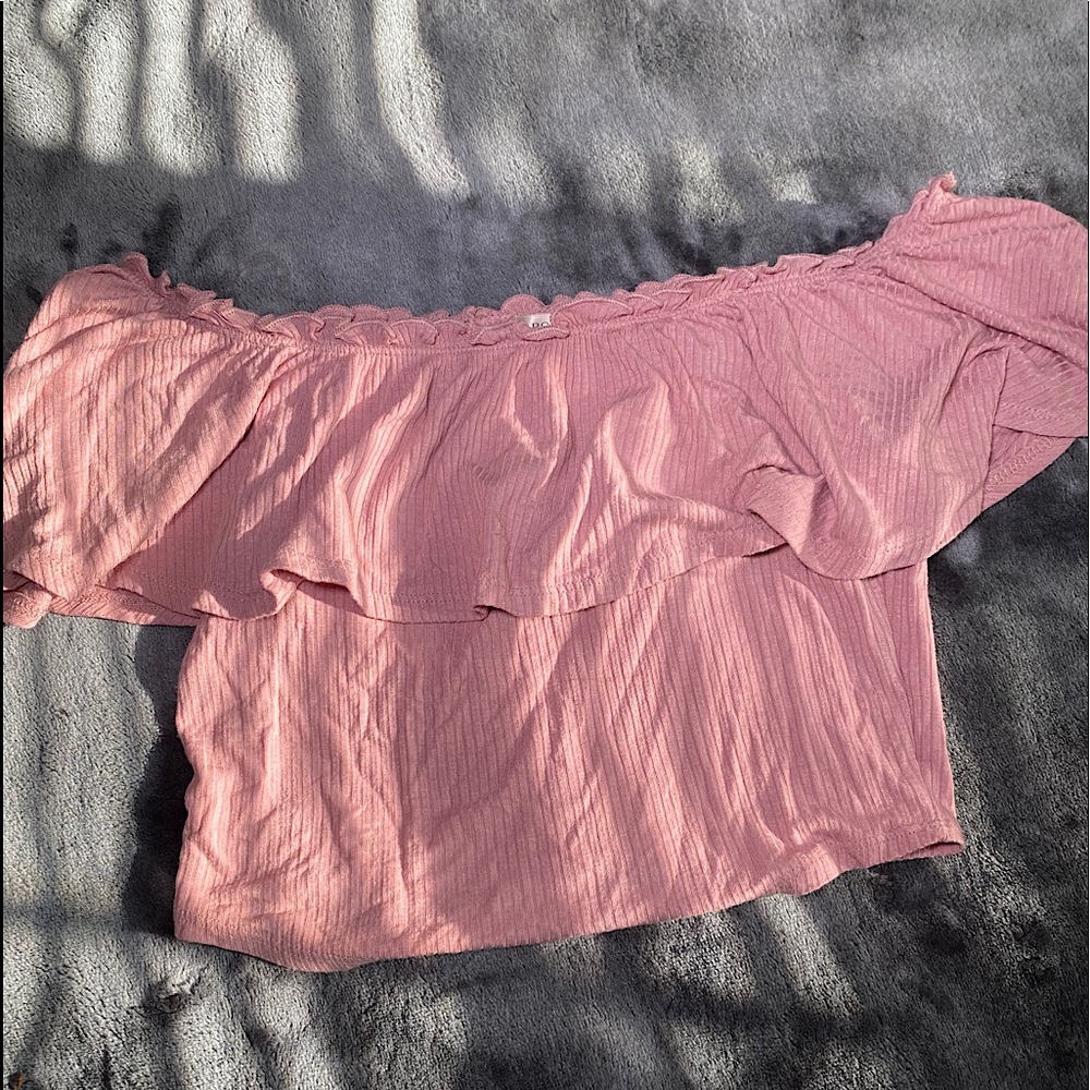 Pink off the shoulder cropped shirt